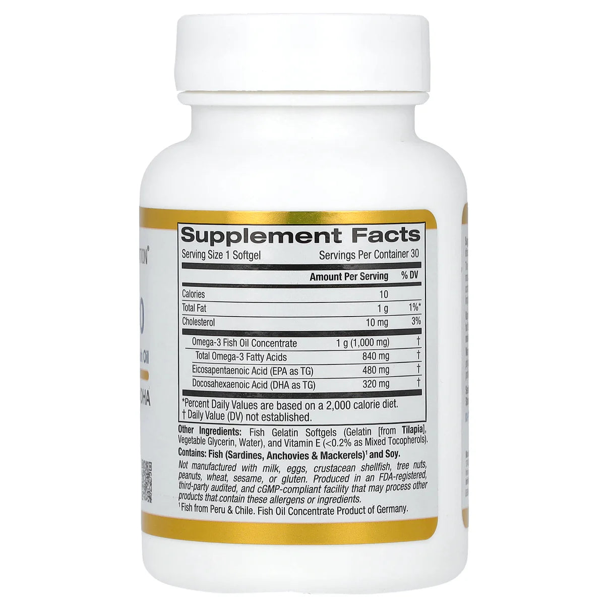 Omega 800 Ultra Fish Oil (30 Softgels) By California Gold Nutrition
