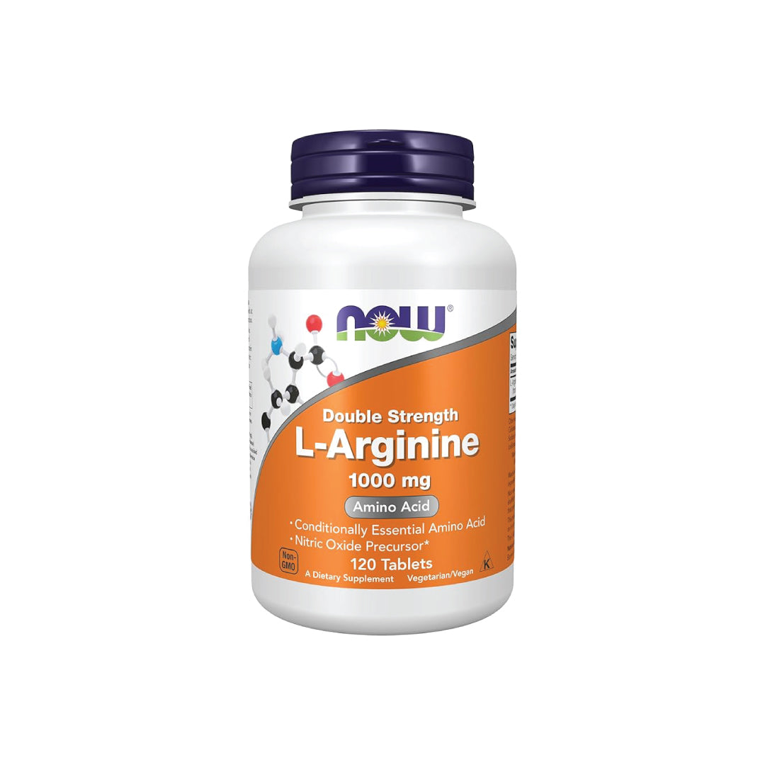 NOW Foods L-Arginine 1,000mg – Double Strength Nitric Oxide Precursor*, Amino Acid Supplement, 120 Tablets – Non-GMO, Kosher, Soy-Free, GMP Quality Assured