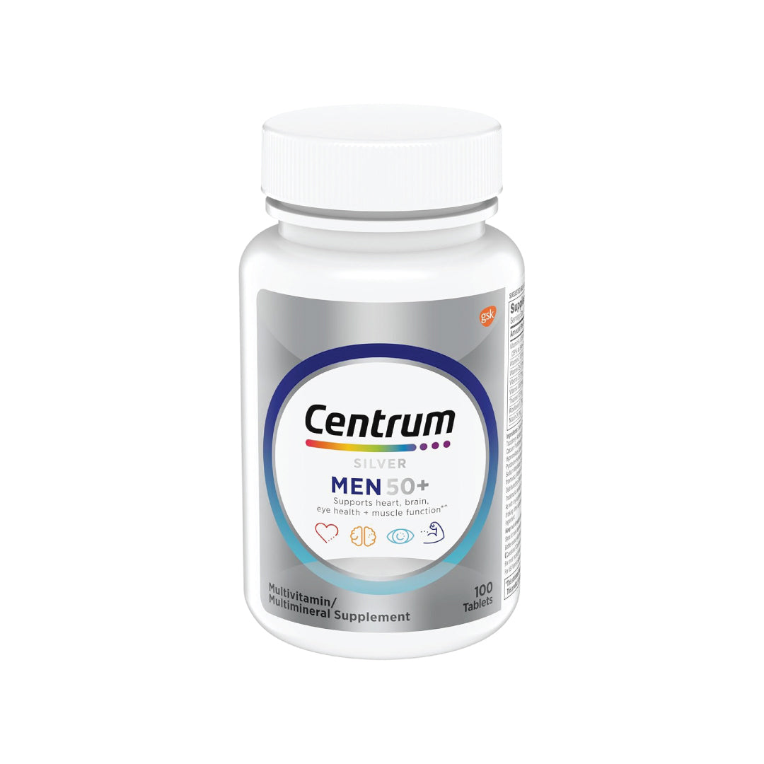 Centrum Silver Men’s 50+ Multivitamin, 100 Ct – with Vitamin D3, B Vitamins & Zinc, Memory & Cognition Support