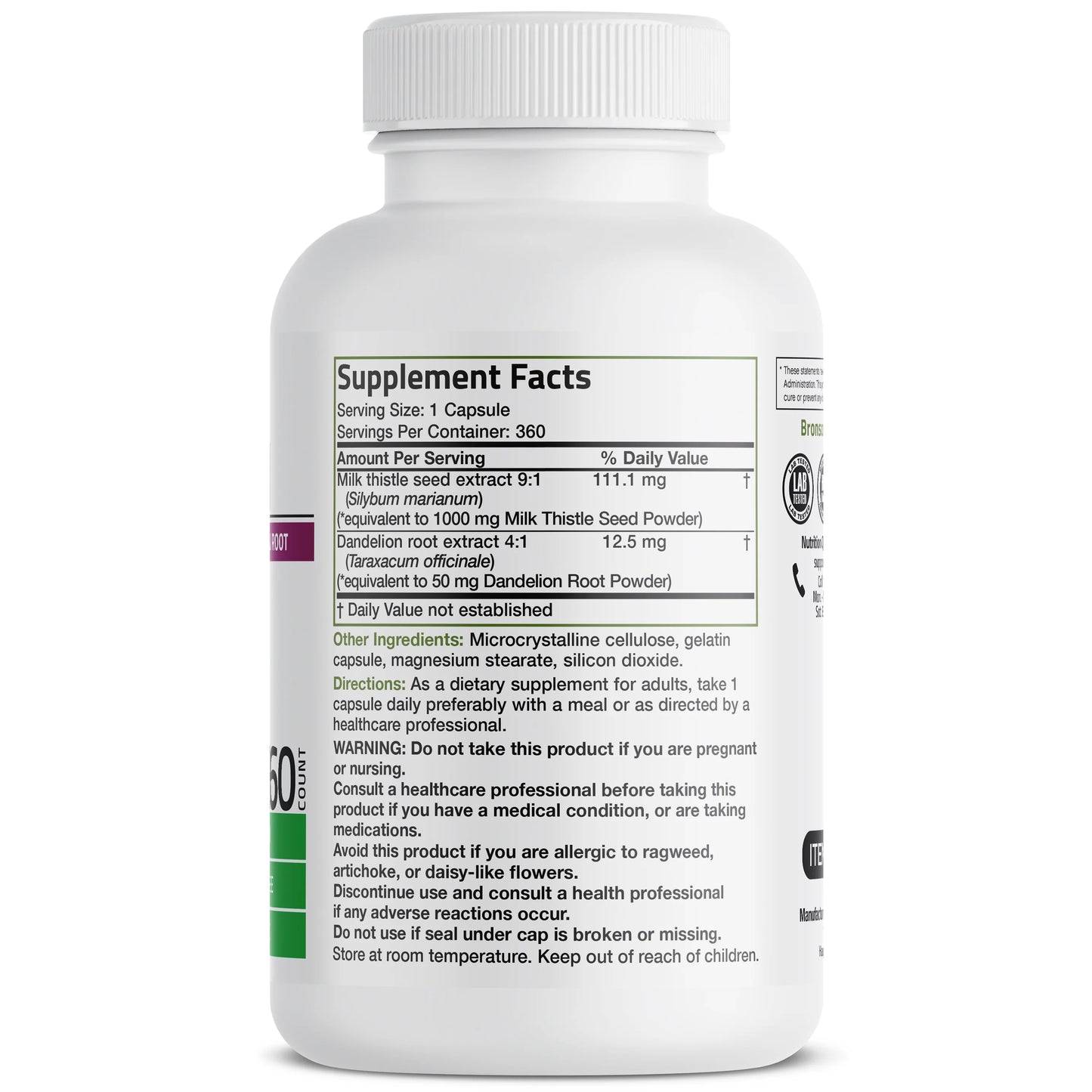 Milk Thistle Seed 1,000mg – Liver Support & Antioxidant Supplement with Silymarin – 360 Capsules | Bronson