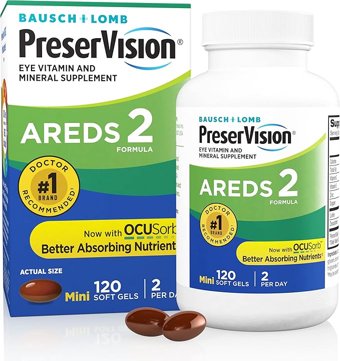 PreserVision AREDS 2 Eye Vitamins with Lutein & Zeaxanthin, Vitamin C, E, Zinc & Copper – 120 Softgels