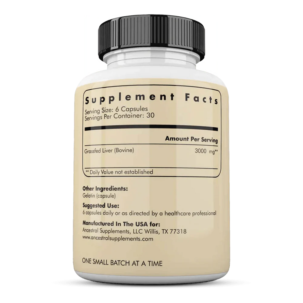 Grass Fed Beef Liver Capsules – Nutrient-Dense Organ Supplement for Energy, Immunity & Vitality – 180 Caps