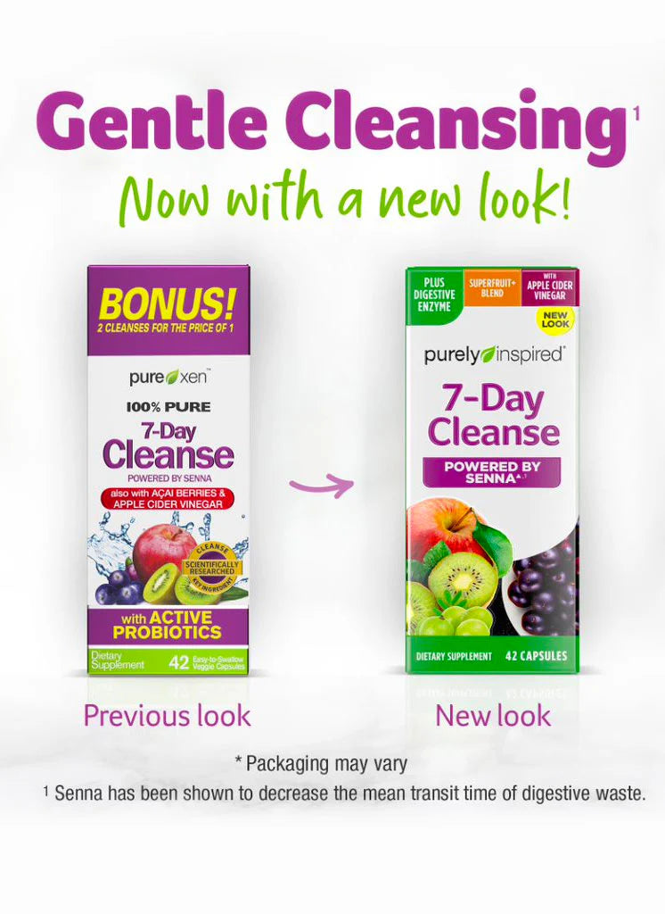 Purely Inspired 7-Day Cleanse – Gentle Detox with Senna & Apple Cider Vinegar, 42 Capsules