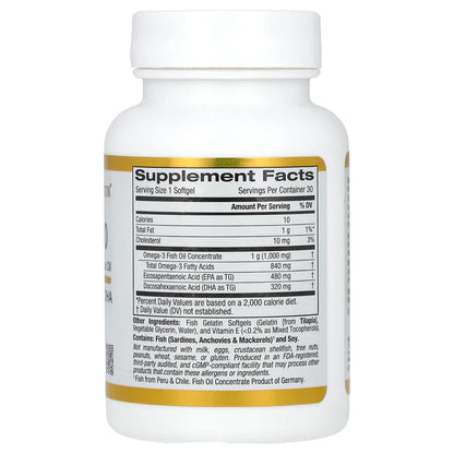 Omega 800 Ultra Fish Oil (30 Softgels) By California Gold Nutrition