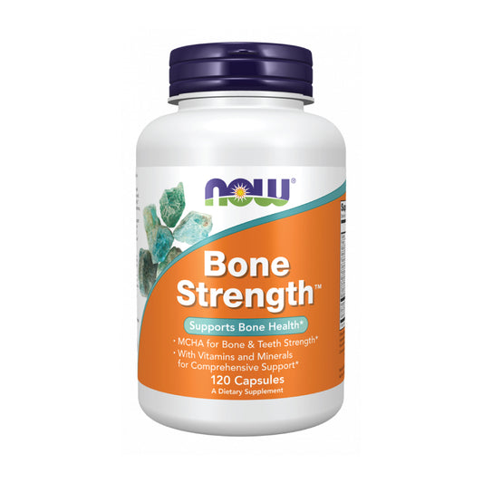 NOW Bone Strength™ Capsules – MCHA, Calcium, Magnesium, Vitamins C & D – Bone & Teeth Support Supplement 120 capsule