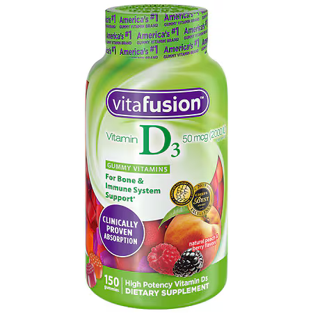 Vitafusion Vitamin D3 Gummies 2000 IU – Bone, Teeth & Immune Support – 150 Ct – Natural Flavors