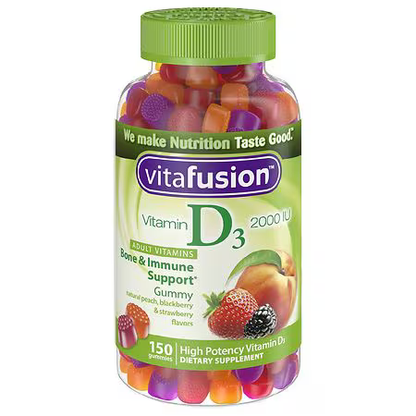 Vitafusion Vitamin D3 Gummies 2000 IU – Bone, Teeth & Immune Support – 150 Ct – Natural Flavors
