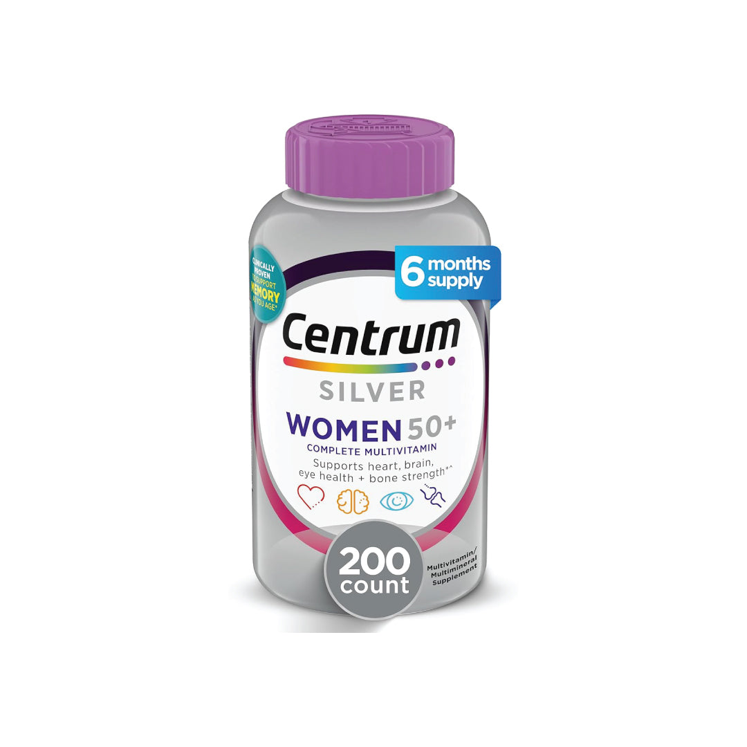 Centrum Silver Women’s 50+ Multivitamin, 200 Ct – with Vitamin D3, B Vitamins, Memory & Cognition Support