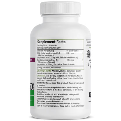 Milk Thistle Seed 1,000mg – Liver Support & Antioxidant Supplement with Silymarin – 360 Capsules | Bronson
