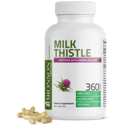 Milk Thistle Seed 1,000mg – Liver Support & Antioxidant Supplement with Silymarin – 360 Capsules | Bronson