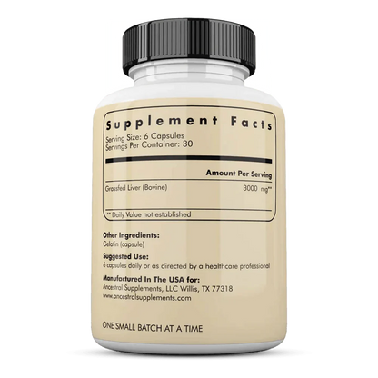 Grass Fed Beef Liver Capsules – Nutrient-Dense Organ Supplement for Energy, Immunity & Vitality – 180 Caps