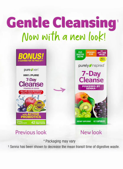 Purely Inspired 7-Day Cleanse – Gentle Detox with Senna & Apple Cider Vinegar, 42 Capsules